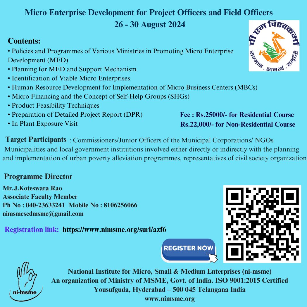 Micro Enterprise Development for  Project Officers and Field Officers 
