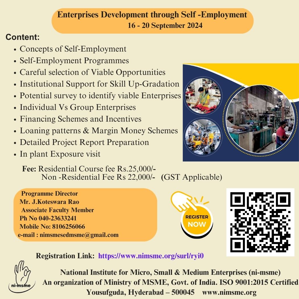 Enterprises Development through Self - Employment