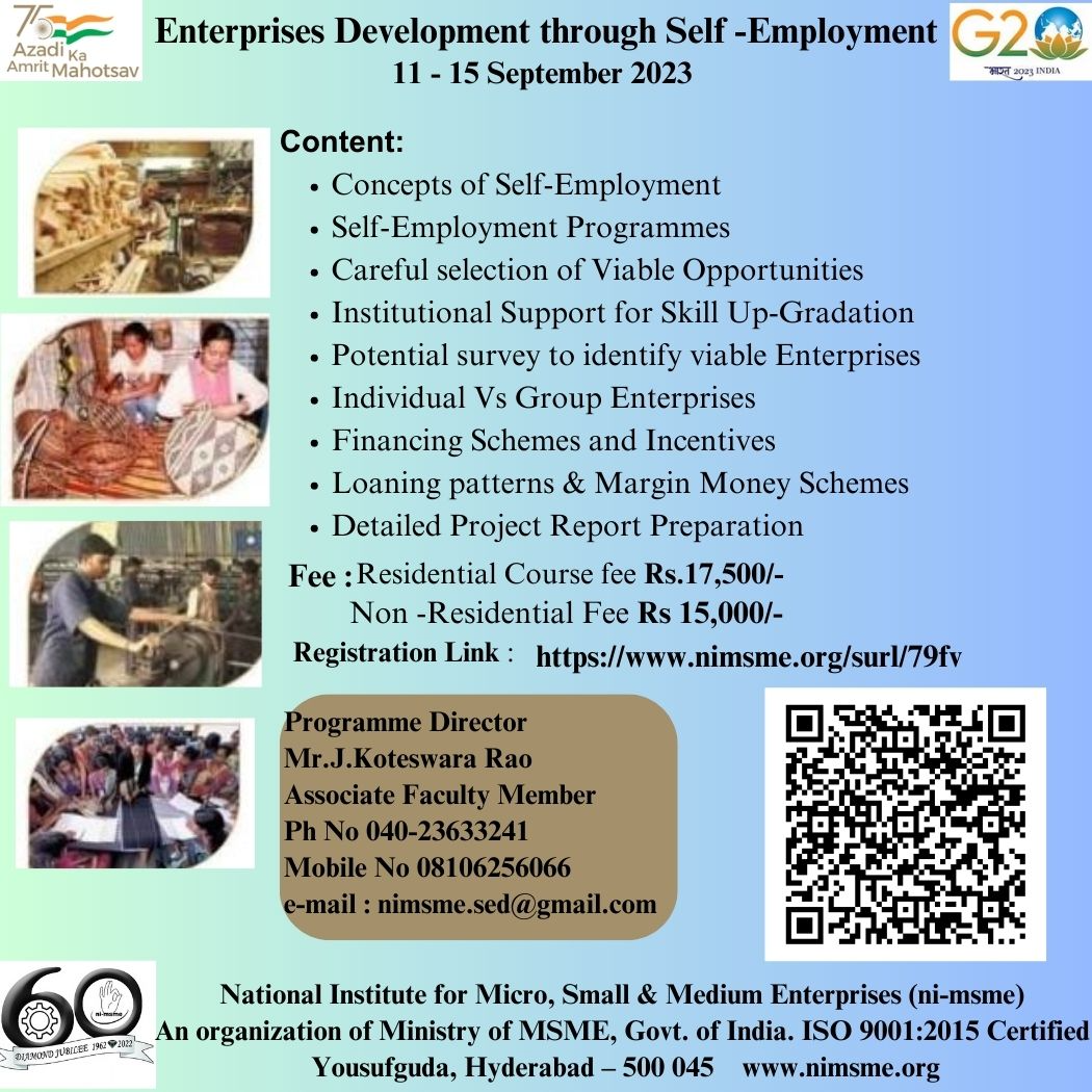 Enterprises Development through Self Employment | National Institute ...